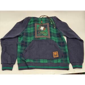 Cookies Park Ave Fleece Hoodie Checkered Printed Panels Navy/Green Men's Medium